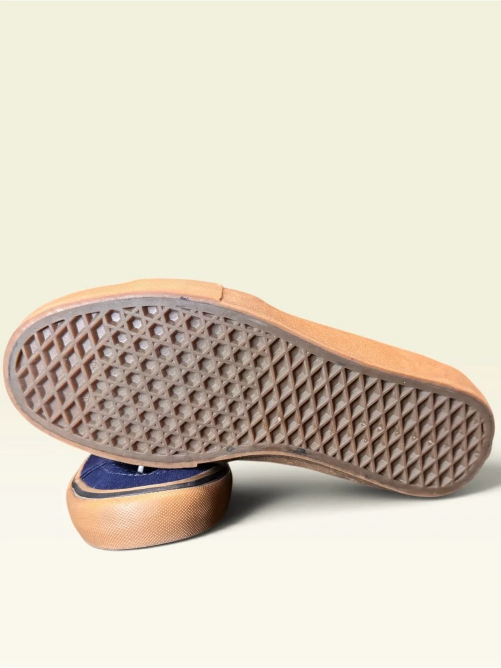 Vans Blue High-Top Sneakers with White Stripe and Gum Sole Size 8